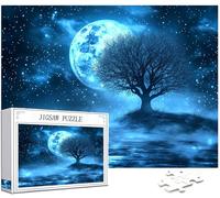 Puzzle 1000 Pezzi Luna Puzzle Albero Motivo Progettazione, Legna Jigsaw 75x50cm Compact Box Poster Incluso Intrattenimento Creativo Giochi Rilassamento e Intelligence per Home Room Wall Decor,Model460
