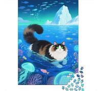 Puzzle 1000 Pezzi Maine Coon Is Swimming, Per Bambini/Adultí - Relax Rompicapo Classici & Gift Box 1000pcs (75x50cm)