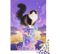 Puzzle 1000 Pezzi Maine Coon Stands on The Crystal Platform, Per Bambini/Adultí - Sfida Grandi Dimensioni & Idea Regalo 1000pcs (75x50cm)