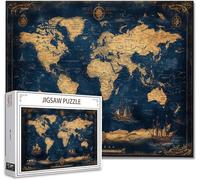 Puzzle 1000 Pezzi Mappa del mondo Impossibili Puzzle Gigante Adulti Difficili Wooden Jigsaw Arte, Possono Stimolare Pensiero Delle Persone Con Poster Incluso, Regalo per Uomini e Donne 75x50cm H-2