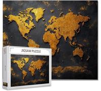 Puzzle 1000 Pezzi Mappa del mondo Impossibili Puzzle Gigante Adulti Difficili Wooden Jigsaw Arte, Possono Stimolare Pensiero Delle Persone Con Poster Incluso, Regalo per Uomini e Donne 75x50cm C-1