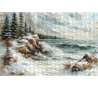 Puzzle 1000 Pezzi Mare Puzzle 1000 Pezzi Legno per Adulti Albero, Splendidamente Confezionato in Una Scatola di Cartone, Trasportabile in Una Borsa a Rete per Decorazioni Parete 75x50 cm RXPT-7835
