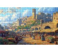 Puzzle 1000 Pezzi Medioevo Puzzle 1000 Pezzi Legno per Adulti Vista Stradale, Splendidamente Confezionato in Una Scatola di Cartone, Trasportabile in Una Borsa a Rete per Regalo Donna 50x75cm RXPT1623