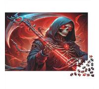 Puzzle 1000 pezzi Mietitore con Falce, Scheletro, Incorniciabile, Arredamento Casa, Cartone Oftenio Premium, Regalo Anniversario 52x38cm