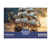 Puzzle 1000 pezzi Molto Difficile Barca a Vela Tempesta Mare Mosso, Carta riciclata, Decorazione interna arredamento perfetta Adulti 38x26cm