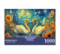 Puzzle 1000 Pezzi Molto Difficile Cigni nella Notte Stellata - Cigni (Girasoli & Notte) per Adulti, Relax, Idea Regalo, 38x26cm