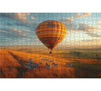 Puzzle 1000 Pezzi, Mongolfiera Puzzle 1000 Pezzi per Adulti, Giochi di Puzzles Africa Legno per Tutta la Famiglia, DIY Puzzles per Quadri Moderni Soggiorno Regalo Donna Uomo Festival 50x75CM RXPT-9642