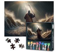 Puzzle 1000 pezzi, Mose allunga il Suo bastone da puzzle per adulti, Dio ha il cielo oscuro separato dall'acqua, puzzle per adulti, 70 x 50 cm