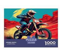 Puzzle 1000 Pezzi Moto Fuoristrada Estremamente Difficile - Pilota Motocross Tramonto Azione Intensa per Adulti Antistress Ottima Idea Regalo 52x38cm