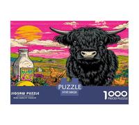 Puzzle 1000 Pezzi Mucca delle Highlands pop art | Puzzle Impossibile | Gioco Di Sfida Intellettuale Puzzle | Attività Manuale Antistress 38x26cm/1000pcs