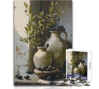 Puzzle 1000 pezzi Natura morta rustica di ulivi Rilassante Solo Tempo tranquillo Gioco di taglio preciso superiore Dimensioni giocattolo 38x26cm