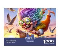 Puzzle 1000 pezzi - Nonna va in bicicletta al mare, antistress e decorazione murale 52x38cm