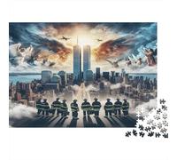 Puzzle 1000 pezzi Omaggio ai Pompieri Scena Commemorativa, Cartone Premium, Genitori e Figli Tempo Genitori-Figli 70x50cm