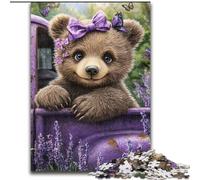 Puzzle 1000 pezzi Orso Bruno Lavanda Puzzle Impossibile per Adulti 50X75CM Ideale per la Coppia, Perfetto Regalo di Natale, Capodanno, San Valentino