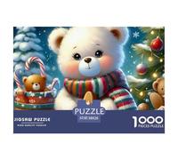 Puzzle 1000 Pezzi Orso Natalizio - Orso Bianco Biscotti Natale, Gioco Divertente per Uomini e Donne, Idea Regalo 38x26cm
