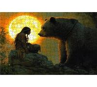 Puzzle 1000 Pezzi, Orso Puzzle 1000 Pezzi per Adulti, Giochi di Puzzles Luna Legno per Tutta la Famiglia, DIY Puzzles per Quadri Moderni Soggiorno Regalo Donna Uomo Festival 50 x 75 CM RXPT-6272