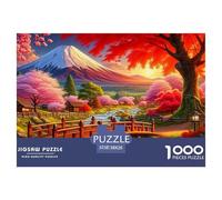 Puzzle 1000 pezzi Paesaggio giapponese, ponte rosso e ciliegio, decorazione murale