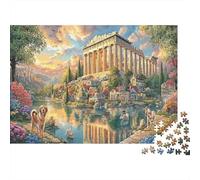 Puzzle 1000 pezzi Paesaggio Greco Mitico con Tempio Greco in Cartone Riciclato, Relax e Antistress per Adulti, per Decorazione Pareti e Regali, Idee Regalo, 52x38cm