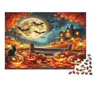 Puzzle 1000 pezzi Paesaggio Notte Città Incantata, Pipistrelli, Casa Incantata, Puzzle Difficile, Pezzi Resistenti, Cartone Riciclato, Appassionati di Puzzle, Regalo di Casa, 70x50cm