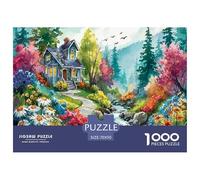 Puzzle 1000 Pezzi Paesaggio Primavera per Adulti e Bambini | Cottage e Ruscello Boschivo Incantevole, Gioco Educativo, Relax, Divertente e Difficile, Gioco di Famiglia, 38x26cm