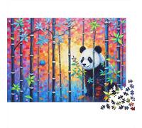 Puzzle 1000 pezzi Panda nella foresta di bambù | Panda adorabile | Esercizio cerebrale e rilassamento | Cartone spesso premium per donne e uomini | Regalo di inaugurazione casa | 38x26cm