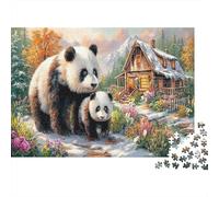 Puzzle 1000 Pezzi "Panda vicino a una Capanna" in Cartone Riciclato per Adulti - Gioco Educativo & Relax, Decorazione Murale & Regalo Compleanno Perfetto