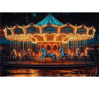 Puzzle 1000 Pezzi, Parco Divertimenti Puzzle 1000 Pezzi per Adulti, Giochi di Puzzles Giostra Legno per Tutta la Famiglia, DIY Puzzles per Quadri Moderni Soggiorno Regalo Donna Uomo 50x75 cm RXPT-472