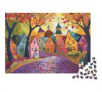 Puzzle 1000 pezzi Pastel Village Art, Paese Fantastico, Colori Vivaci, Pezzi Precisi, Cartone Premium, Principianti, Regalo, 38x26cm