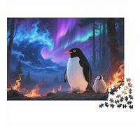 Puzzle 1000 Pezzi Penguin Under Aurora with Ocean Waves, Per Amore E Amico, Giochi, Puzzle Impossible, Classici Idea Regalo 1000pcs (75x50cm)