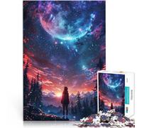 Puzzle 1000 pezzi per adolescenti Abbraccio delle notti stellate Allena il tuo cervello e le tue mani con poster abbinato e foglio di quiz 38x26cm
