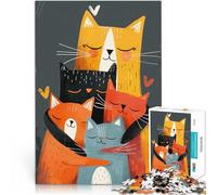 Puzzle 1000 pezzi per adolescenti Abbraccio di famiglia di gatti Giocattoli per l'intrattenimento in famiglia Regali di Babbo Natale segreto 52x38cm