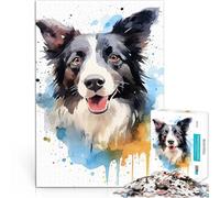 Puzzle 1000 pezzi per adolescenti Acquerello Border Collie per il giocattolo di sfida del gioco educativo Regalo di compleanno, regali 26x38cm