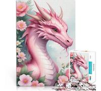 Puzzle 1000 pezzi per adolescenti Acquerello drago carino Vacanza a casa: uccidere il tempo con poster abbinato e foglio di quiz 75x50cm