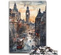 Puzzle 1000 pezzi per adolescenti acquerello Londra Big Ben, per e dai 14 anni in su giocattoli educativi di apprendimento giochi per famiglie regalo di compleanno 26X38CM