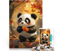 Puzzle 1000 pezzi per adolescenti Adorabile panda in autunno Allena il tuo cervello e le tue mani Adatto per la decorazione del desktop 38x26cm