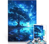 Puzzle 1000 pezzi per adolescenti albero della vita in blu Gioco intellettuale giocattolo Decorazione murale Regali unici per compleanno e Natale 52x38cm