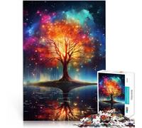 Puzzle 1000 pezzi per adolescenti Albero magico con luci luminose Allena il tuo cervello e le tue mani Lista dei desideri con Babbo Natale 38x26cm