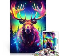 Puzzle 1000 pezzi per adolescenti Alce al neon Giocattoli educativi per l'apprendimento Giochi per famiglie Regalo di opere d'arte 50x70cm