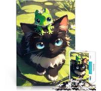 Puzzle 1000 pezzi per adolescenti Amicizia tra rana e gatto giocattoli educativi per l'apprendimento Regalo di compleanno, regali, arte murale 75x50cm