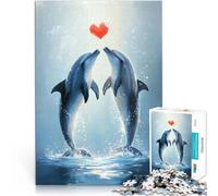 Puzzle 1000 pezzi per adolescenti Amore per i delfini Difficile da completare ma divertente e umoristico è ideale come regalo per tutta la famiglia 38x26cm