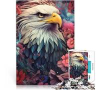 Puzzle 1000 pezzi per adolescenti aquila calva tra i fiori Sfida di gioco educativo giocattolo Regalo di compleanno, regali, arte murale 75x50cm