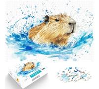 Puzzle 1000 pezzi per adolescenti Arte ad acquerello di capibara giocattoli educativi per l'apprendimento per la decorazione della casa 75x50cm