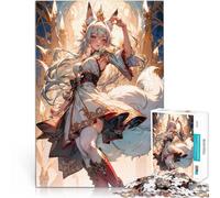 Puzzle 1000 pezzi per adolescenti Arte anime della ragazza volpe bianca Difficile e sfidante Giocattoli per la decorazione della casa 38x26cm