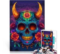 Puzzle 1000 pezzi per adolescenti Arte del teschio colorato giocattoli educativi per l'apprendimento Collezione di artisti, Belle arti 38x26cm