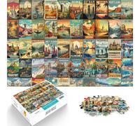 Puzzle 1000 pezzi per adolescenti arte dell'unione di poster di viaggio Giochi Giocattoli Regalo Migliorare l'amore tra le coppie 38x26cm