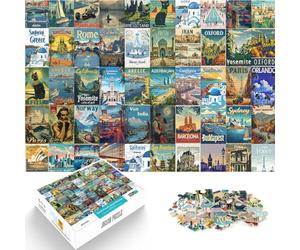 Puzzle 1000 pezzi per adolescenti Arte dell'unione di poster retrò Antistress Sfida difficile perché è ideale come regalo per tutta la famiglia 75x50cm
