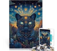 Puzzle 1000 pezzi per adolescenti Arte fantasy della Pantera Nera Riduzione dello stress interessante Giocattoli per la decorazione della casa 38x26cm