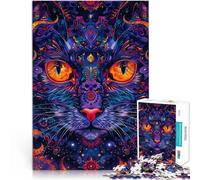 Puzzle 1000 pezzi per adolescenti Arte mandala di gatto psicodelico Gioco rompicapo Ogni pezzo è unico - Gioco divertente e stimolante per tutta la famiglia 75x50cm