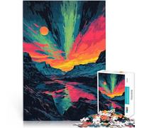 Puzzle 1000 pezzi per adolescenti Arte minimalista al tramonto dell'aurora boreale in Alaska Assemblaggio del modello Un'opera d'arte 52x38cm
