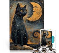 Puzzle 1000 pezzi per adolescenti Arte mistica del gatto nero Sfida di gioco educativo giocattolo è ideale come regalo per tutta la famiglia 38x26cm